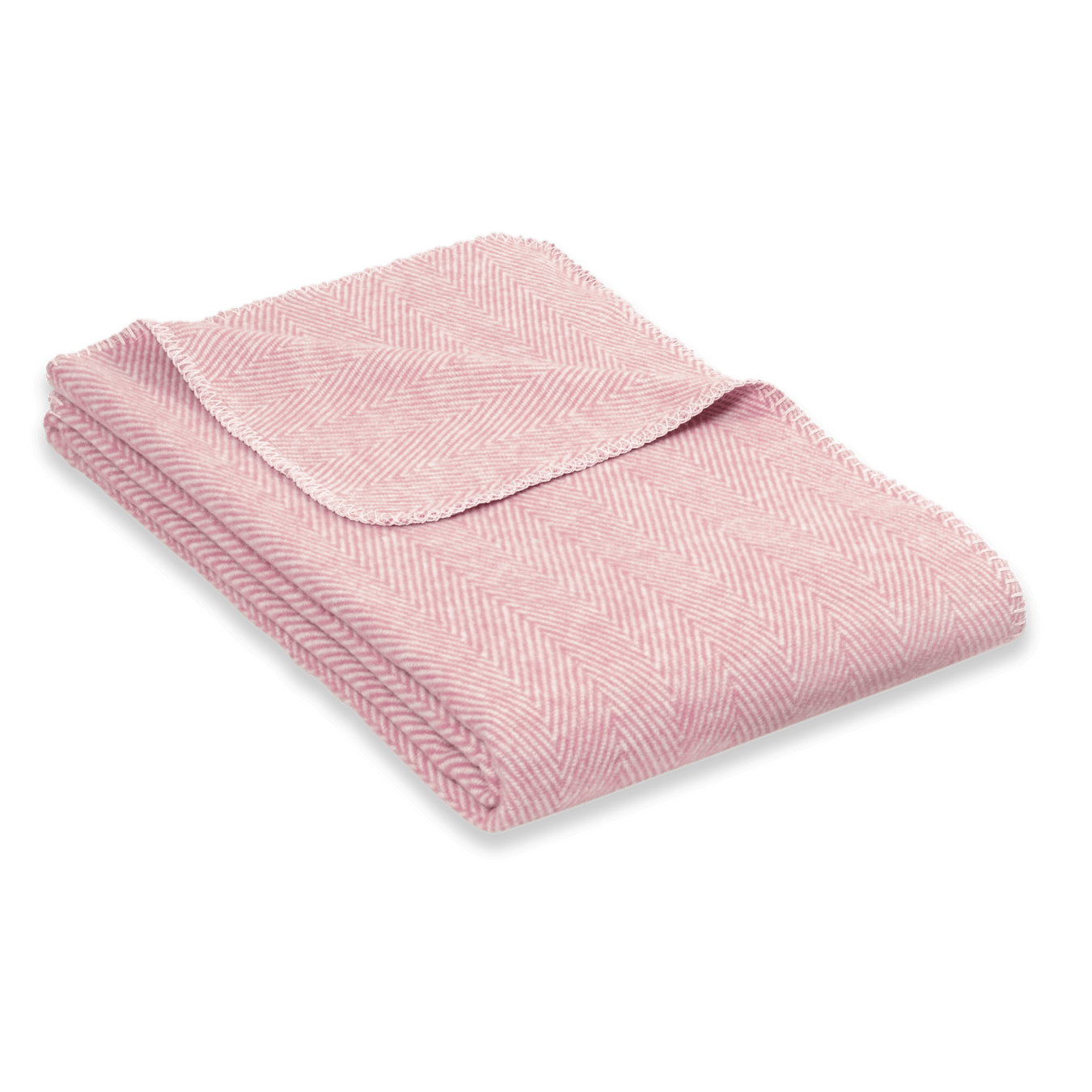 Zusammengelegte und rosafarbene Baumwolldecke