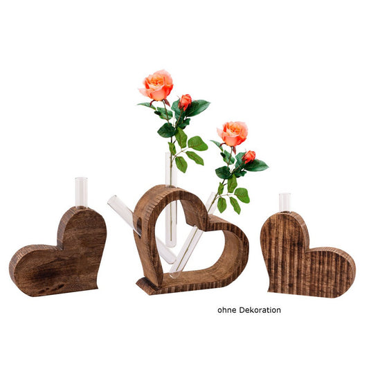Tischdeko Herzen 3-teilig mit Blumenvase