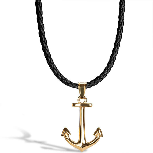 Leather necklace "Anchor"