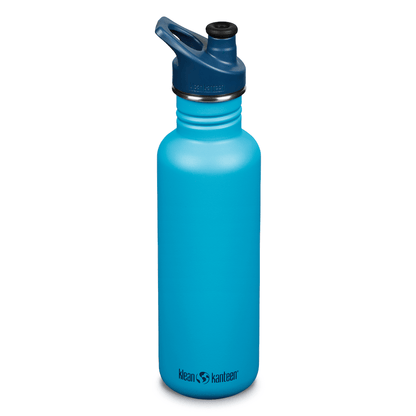 Blaue Edelstahl Trinkflasche mit blauem Verschluss