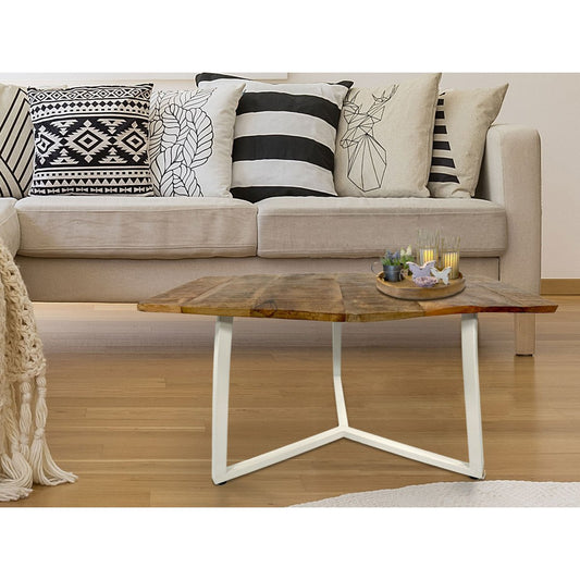 Beistelltisch 56 x 47 cm nachhaltig Wohnzimmer Tisch Couchtisch Nizza Metall-Gestell schwarz - weiß
