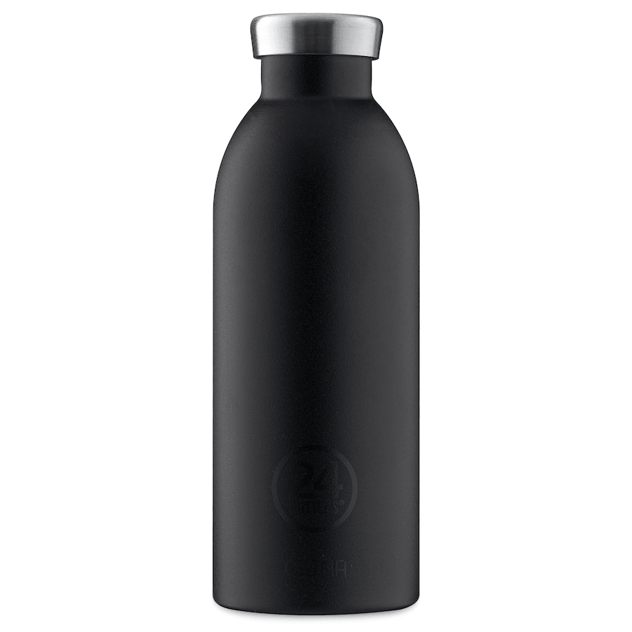 Schwarze Trinkflasche aus Edelstahl mit Drehverschluss